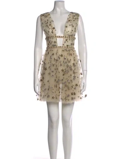 Pre-owned Valentino 2016 Mini Dress In Neutral