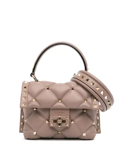 Pre-owned Valentino Garavani 2018-2024 Mini Nappa Candystud Top Handle Bag Satchel