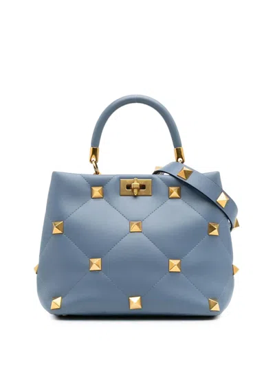 Pre-owned Valentino Garavani 2018-2024 Nappa Roman Stud The Handle Bag Satchel