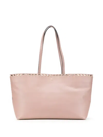 Pre-owned Valentino Garavani 2018-2025 Leather Rockstud Tote Bag