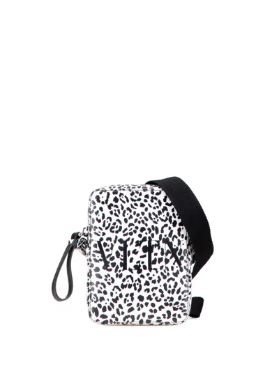 Pre-owned Valentino Garavani 2018-2025 Small Leather Animalier Print Vltn Crossbody Bag In Black