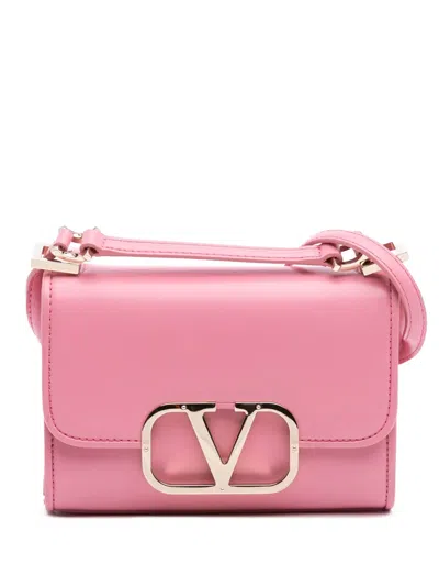 Pre-owned Valentino Garavani 2018-2025 Small Leather Vlogo Type Crossbody Bag In Pink