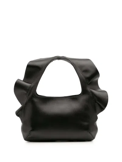 Pre-owned Valentino Garavani 2018-2025 Small Nappa Atelier 04 Rouches Edition Hobo Bag In Black