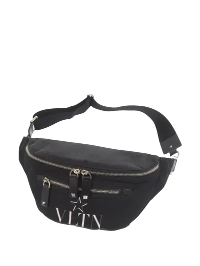 Pre-owned Valentino Garavani 2018-2025 Nylon Vltn Belt Bag In Black
