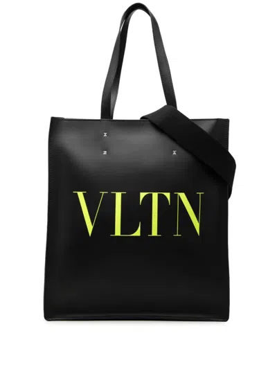 Pre-owned Valentino Garavani 2018-2026 Calfskin Rockstud Vltn Tote Satchel In Black