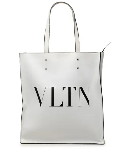 Pre-owned Valentino Garavani 2018-2026 Leather Rockstud Vltn Satchel In White