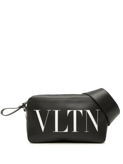 Pre-owned Valentino Garavani 2018-2026 Leather Vltn Crossbody Bag In Black