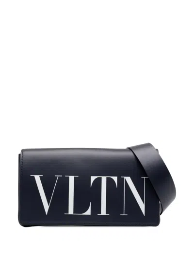 Pre-owned Valentino Garavani 2018-2026 Leather Vltn Flap Crossbody Bag In Black