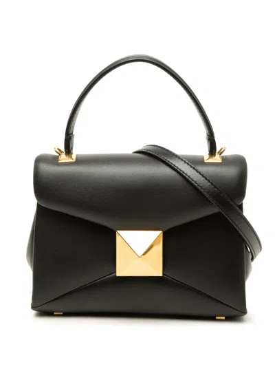Pre-owned Valentino Garavani 2018-2026 Mini Leather One Stud Top Handle Bag Satchel In Black