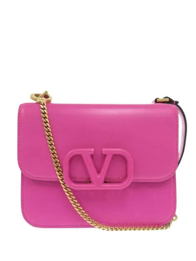 Pre-owned Valentino Garavani 2018-2026 Mini Smooth Calfskin Vsling Crossbody Bag In Pink
