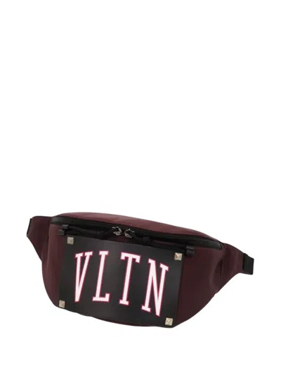 Pre-owned Valentino Garavani 2018-2026 Nylon And Leather Vltn Rockstud Belt Bag In Red