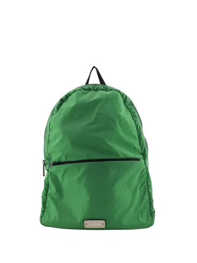 Pre-owned Valentino Garavani 2018-2026 Nylon Rockstud Backpack In Green