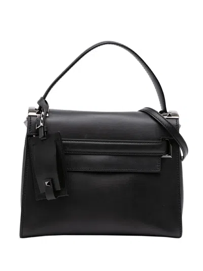 Pre-owned Valentino Garavani 2018-2026 Small Leather My Rockstud Frame Satchel In Black