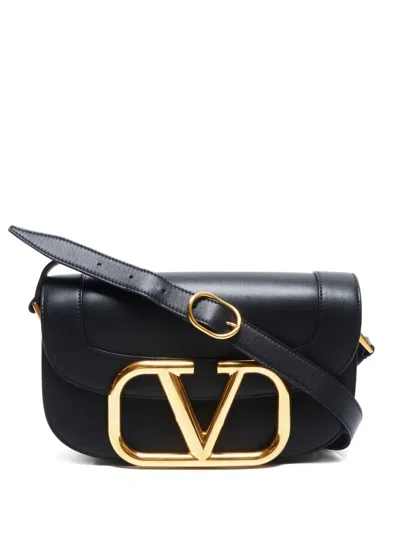 Pre-owned Valentino Garavani 2020-2024 V-logo Shoulder Bag In Black
