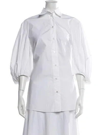 Pre-owned Valentino 2020 Three-quarter Sleeve Button-up Top In White
