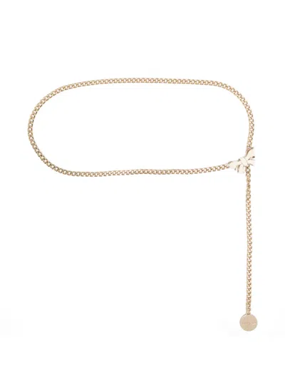 Pre-owned Valentino Garavani 2020s Bow-detail Chain Belt In Gold
