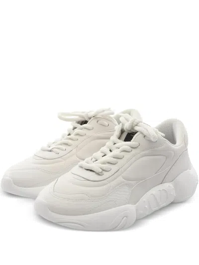 Pre-owned Valentino Garavani 2020s Bubble Back Leather Sneakers In White