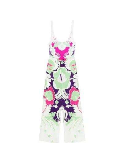 Pre-owned Valentino 2020s Floral-print Trousers Set In White