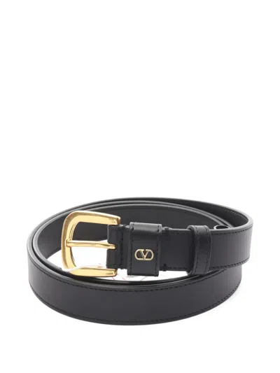 Pre-owned Valentino Garavani 2020s Logo Leather Belt In Black