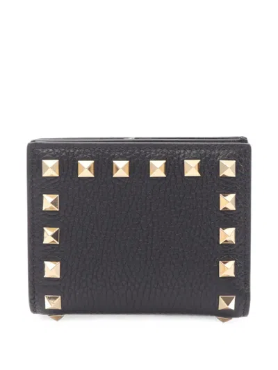 Pre-owned Valentino Garavani 2020s Rockstud Bi-fold Wallet In Black