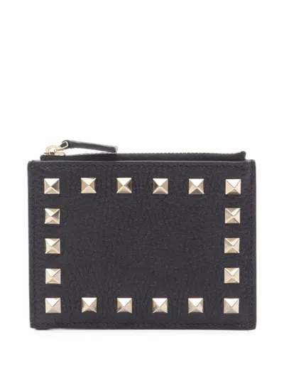 Pre-owned Valentino Garavani 2020s Rockstud Card Case In Black