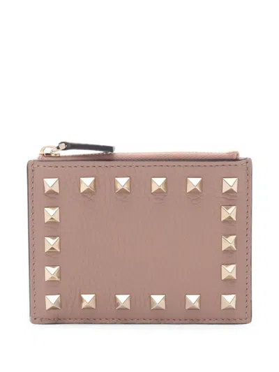 Pre-owned Valentino Garavani 2020s Rockstud Card Case In Pink