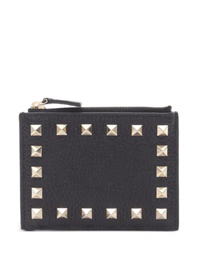 Pre-owned Valentino Garavani 2020s Rockstud Coin Purse In Black