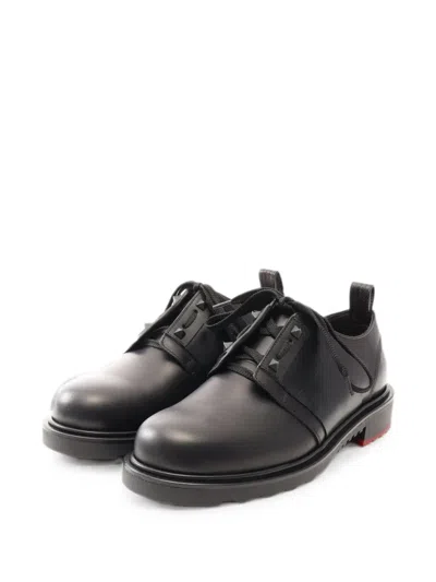 Pre-owned Valentino Garavani 2020s Rockstud Leather Derby Shoes In Black