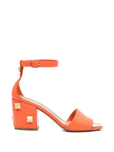 Pre-owned Valentino Garavani 2020s Rockstud Sandals In Orange