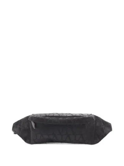 Pre-owned Valentino Garavani 2020s Toile Iconograph Belt Bag In Black