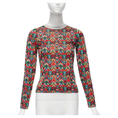 Pre-owned Valentino 2021 Optical Vlogo Colorful Lurex Silver Collar Long Sleeve Sweater Xs In Brown