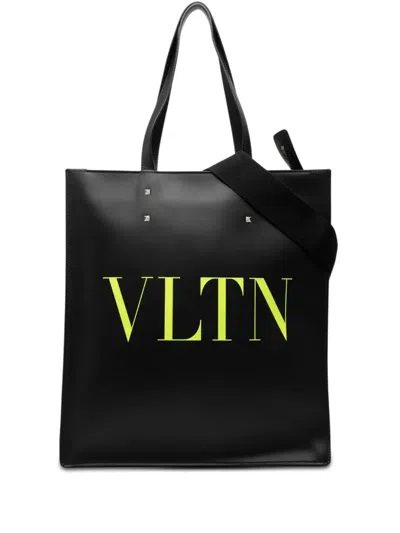 Pre-owned Valentino Garavani 2021-2022 Calfskin Rockstud Vltn Tote Satchel In Black