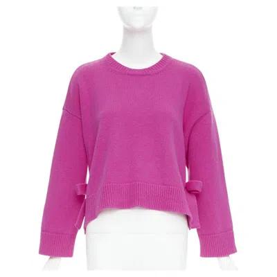 Pre-owned Valentino 2022 Pier Paolo Piccioli Pink Bow Virgin Wool Boxy Sweater Xs