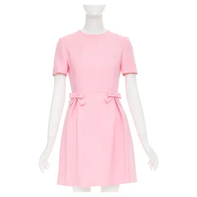 Pre-owned Valentino 2023 Crepe Couture Pink Virgin Wool Silk Bow Detail Dress It40 S