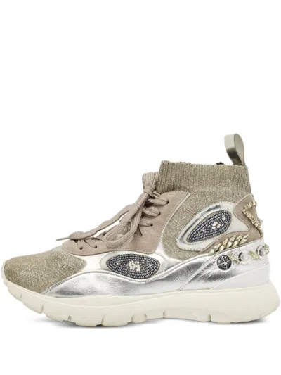 Pre-owned Valentino Garavani 2024 Knit Crystal-embellishment Sneakers