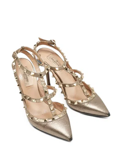 Pre-owned Valentino Garavani 2024 Leather Rockstud Pumps In Grey