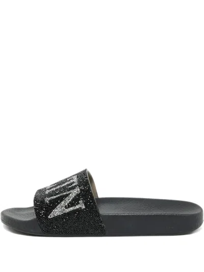 Pre-owned Valentino Garavani 2024 Logo-embellished Slides In Black
