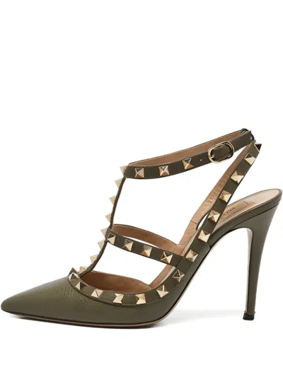 Pre-owned Valentino Garavani 2024 Rockstud Pumps In Green