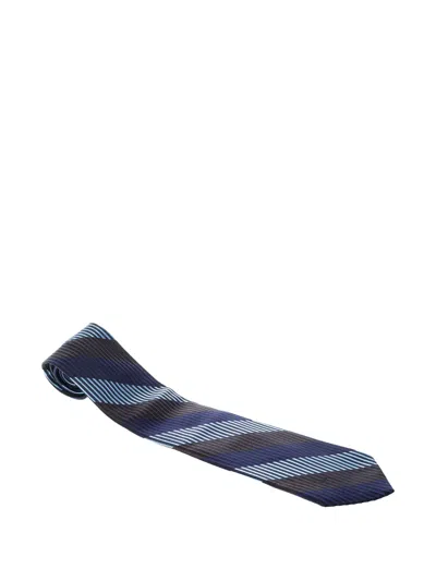 Pre-owned Valentino Garavani 2024 Striped Silk Tie In Blue