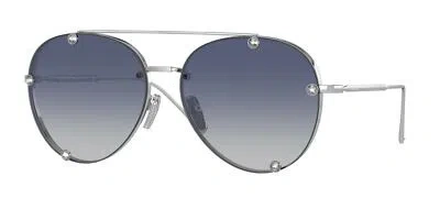 Pre-owned Valentino 2045 Sunglasses 30064l Silver 100% Authentic In Gradient Blue