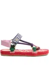 Shop Valentino 20mm Lake Powell Embroidered Sandals In Red