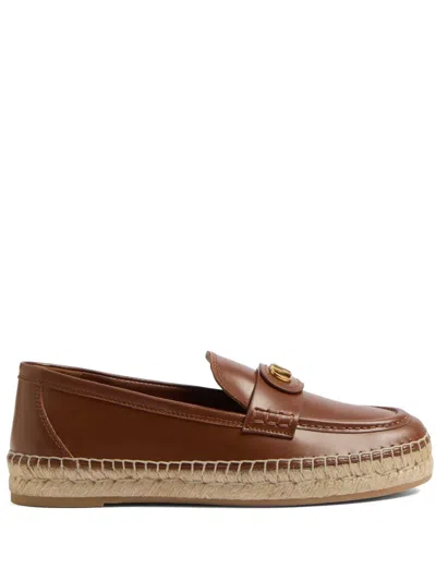 Valentino Garavani 20mm Vlogo Signature Loafers In Tobacco Color/natural Color