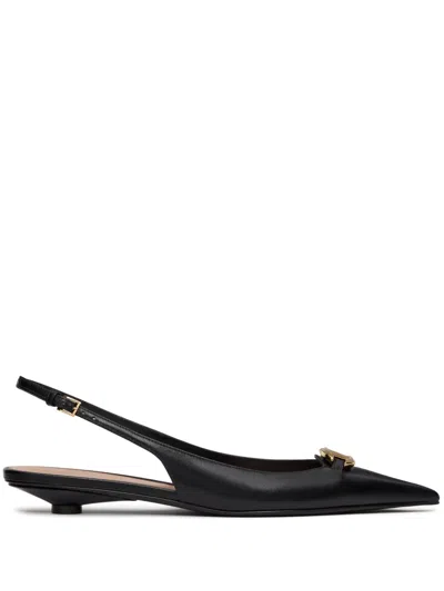 Valentino Garavani Valentino Vlogo Signature Leather Slingback Pump In Black