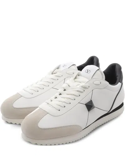 Pre-owned Valentino Garavani 20s Rockstud Leather Sneakers In White