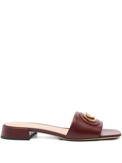Valentino Garavani 25mm Leather V-logo Mules In Red