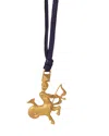 VALENTINO GARAVANI 3" SAGITTARIUS CHARM ON PURPLE LEATHER STRAP, FROM SPRING/SUMMER 2014