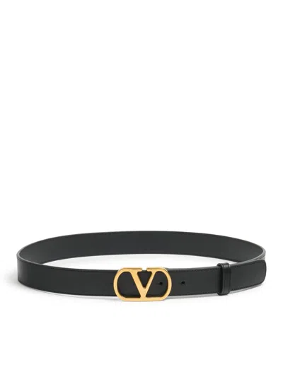Valentino Garavani 30 Mm Vlogo Signature Calfskin Belt In Black