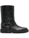 Valentino Garavani Women Biker Leather Boots With Iconic Studs In Black