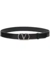 Valentino Garavani Vlogo Signature Belt In Shiny Calfskin 30 Mm In Schwarz