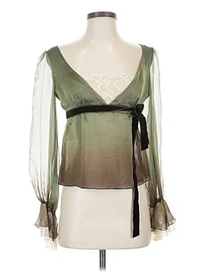 Pre-owned Valentino 3/4 Sleeve Blouse In Green